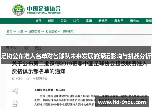 足协公布准入名单对各球队未来发展的深远影响与挑战分析